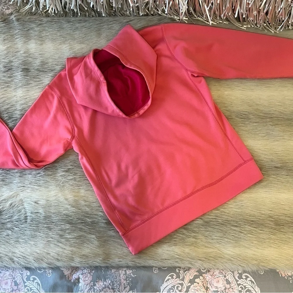 NIKE Hoodie Pink Swoosh Long Sleeve THERMA FIT Comfy L Fleece Lined